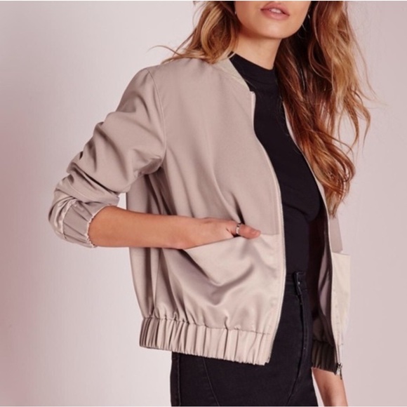 Nordstrom Rack | Womens Lavender Satin Crop Bomber Jacket with Pockets - Size L - Picture 3 of 12